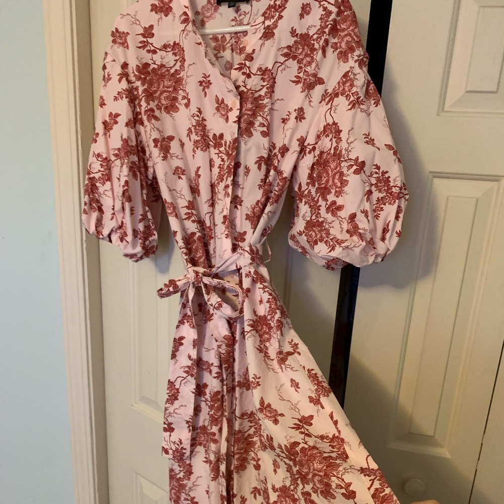 Floral button up dress with balloon sleeves